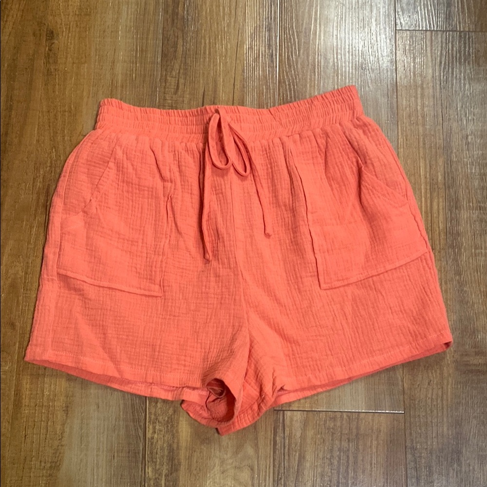 She + Sky draw Coral pull on elastic waist Shorts size large